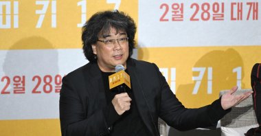 South Korean director Bong Joon-ho speaks during a news conference to promote the film &quot;Mickey 17,&quot; Seoul, South Korea, Feb. 20, 2025. (AFP Photo)