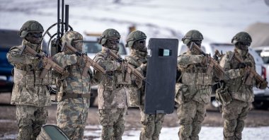Turkish troops attend a military exercise in Kars, eastern Türkiye, Feb. 5, 2025. (AA Photo) 