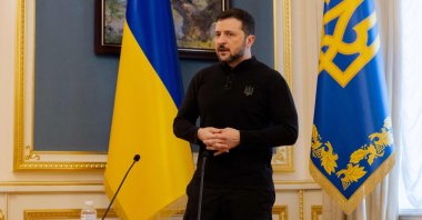 Ukraine&#039;s President Volodymyr Zelenskyy gives a press conference in Kyiv, Ukraine, Feb. 19, 2025. (AFP Photo)