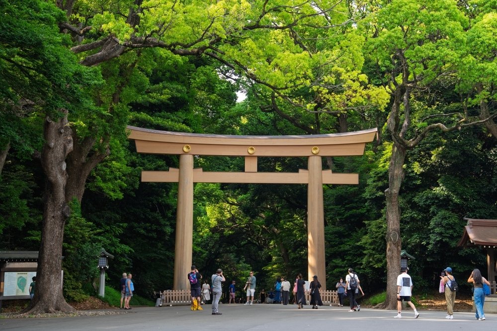 The Meiji Shrine, located within the 70-hectare forested area now known as Yoyogi Park, was completed between 1920 and 1926, Tokyo, Japan, May 2024. (Shutterstock Photo)