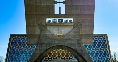 The facade of Saint John&#039;s Abbey is seen in Collegeville, Minnesota, U.S., Feb. 18, 2025. (AFP Photo)