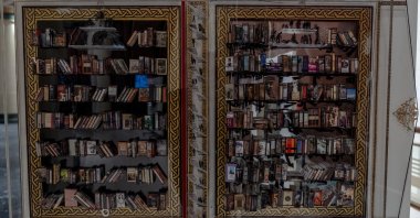 An example of the artworks from the "Libraries of Another Time" exhibition in Ankara, Türkiye, Feb. 20, 2025. (AA Photo)