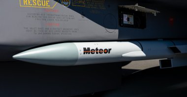 The active radar-guided beyond-visual-range air-to-air missile (BVRAAM) Meteor of the multirole fighter Eurofighter Typhoon on display at the ILA Berlin Air Show, Berlin, Germany, June 23, 2022. (Shutterstock Photo)