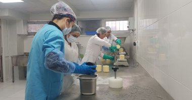 Employees seen in a butter production facility in Izmir, western Türkiye, April 15, 2022. (IHA Photo)
