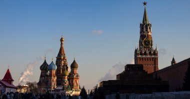 People walk in Red Square on a sunny day in Moscow, Russia, Feb. 23, 2025. (Reuters Photo)
