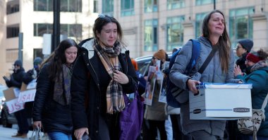 Recently fired USAID staff react as they leave work during a sendoff outside its offices in Washington, D.C., U.S., Feb. 21, 2025. (Reuters Photo)
