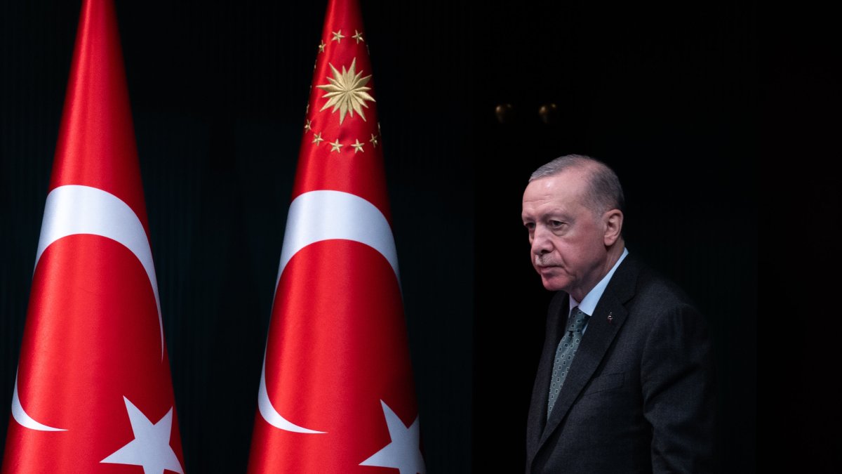 President Recep Tayyip Erdoğan following a Cabinet meeting, Ankara, Türkiye, Feb. 24, 2025. (AA Photo)