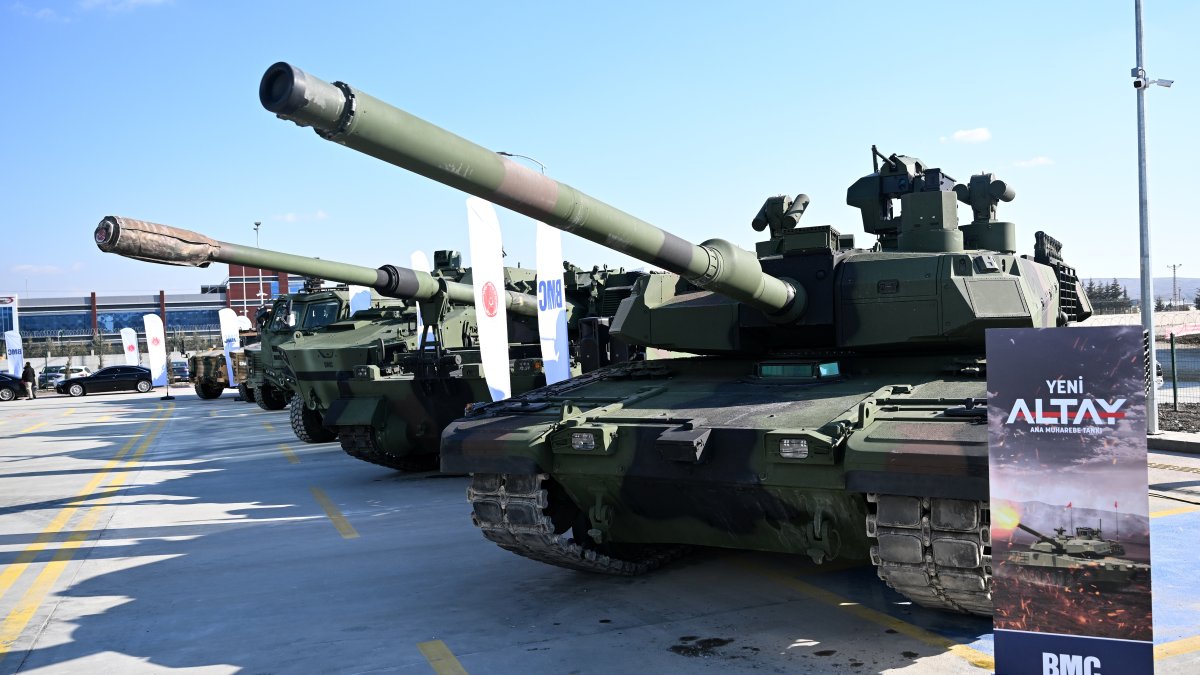 New Altay tanks are displayed at the BMC facility, Ankara, Türkiye, Feb. 24, 2025. (AA Photo)
