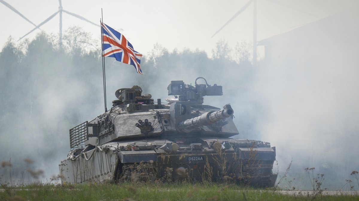 A Challenger 2 main battle tank of the British forces during the NATO's Spring Storm exercise in Kilingi-Nomme, Estonia, May 15, 2024. (AP Photo)