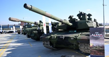 New Altay tanks are displayed at the BMC facility, Ankara, Türkiye, Feb. 24, 2025. (AA Photo)
