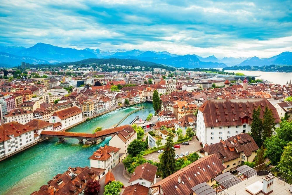 An aerial panoramic view of Lucerne, Switzerland. (Shutterstock Photo)