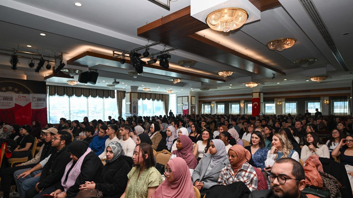 Students attend the Türkiye Scholarships Welcome Program organized by Turks Abroad and Related Communities, Ankara, Türkiye, Feb. 25, 2025. (AA Photo})