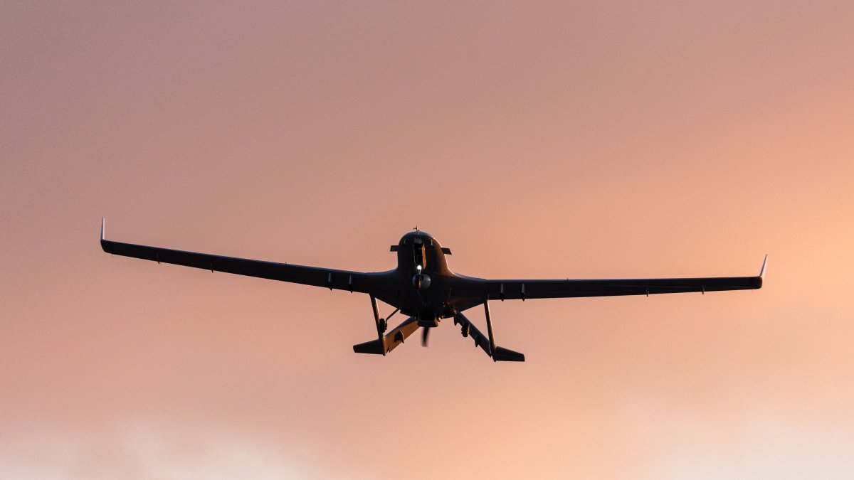Powered by AI and a turbo engine, the new BayraktarTB2T drone of Turkish defense company Baykar is seen airborne, Türkiye, Feb. 22, 2025. (AA Photo)