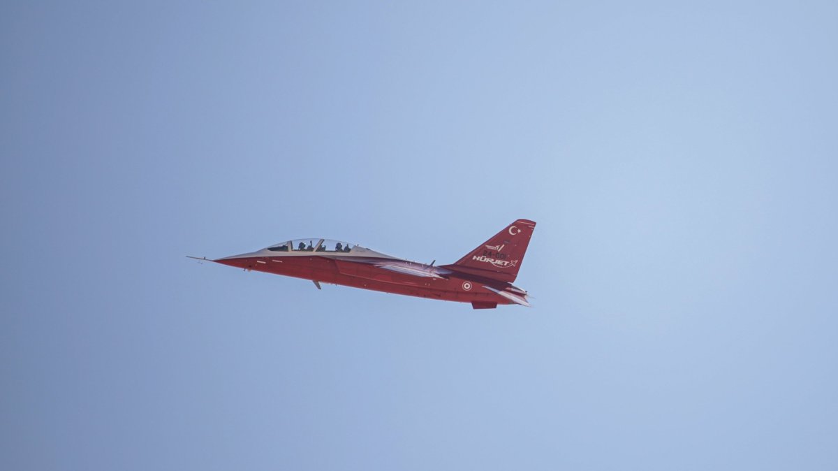 Türkiye's homegrown light attack aircraft Hürjet is seen in the air during the first day of the Egypt International Airshow at the El Alamein International Airport west of Alexandria, Egypt, Sept. 3, 2024. (AA File Photo)