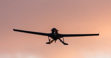 Powered by AI and a turbo engine, the new BayraktarTB2T drone of Turkish defense company Baykar is seen airborne, Türkiye, Feb. 22, 2025. (AA Photo)