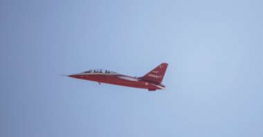 Türkiye's homegrown light attack aircraft Hürjet is seen in the air during the first day of the Egypt International Airshow at the El Alamein International Airport west of Alexandria, Egypt, Sept. 3, 2024. (AA File Photo)