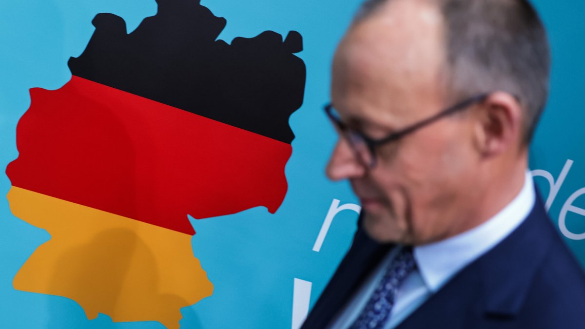 Christian Democratic Union (CDU) Chairperson Friedrich Merz attends a news conference after a party leadership meeting at its headquarters, Berlin, Germany, Feb. 24, 2025. (EPA Photo)