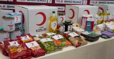 Food packages prepared for distribution by the Turkish Red Crescent during Ramadan, Feb. 21, 2025. (AA Photo) 