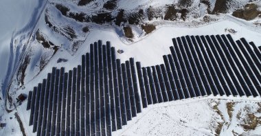 A general view of solar panels installed in Bitlis province, Türkiye, Feb. 17, 2025. (AA Photo)