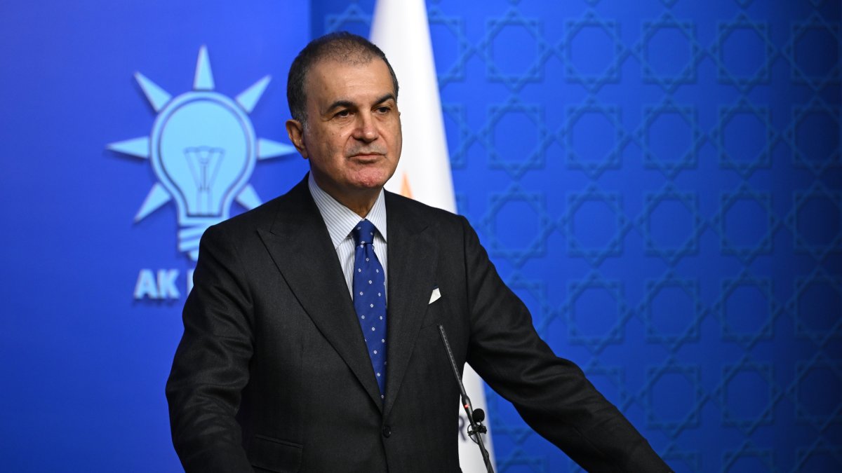 Justice and Development Party (AK Party) spokesperson Ömer Çelik speaks at an event, Ankara, Türkiye, Feb. 25, 2025. (AA Photo)