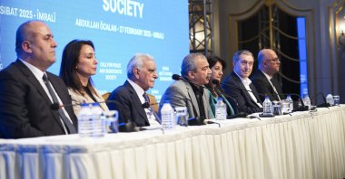 The Peoples’ Equality and Democracy Party (DEM Party) delegation attends a news conference to read a statement written by the PKK&#039;s jailed leader, Istanbul, Türkiye, Feb. 27, 2025. (AA Photo)