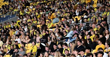 A general view during the A-League Men Round 21 match between Wellington Phoenix and Melbourne City at Sky Stadium, Wellington, New Zealand, Feb. 28, 2025. (AP Photo)