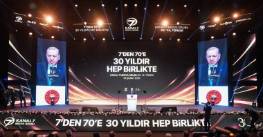 President Recep Tayyip Erdoğan speaks at a ceremony to celebrate the 30th anniversary of the Kanal 7 media group in Istanbul, Feb. 28, 2025. (AA Photo)