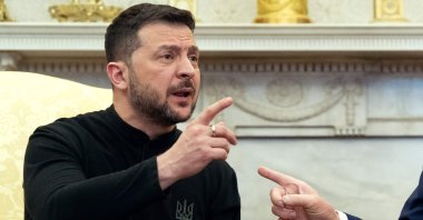 U.S. President Donald Trump (R) and Ukraine&#039;s President Volodymyr Zelenskyy meet in the Oval Office of the White House in Washington, D.C., Feb. 28, 2025. (AFP Photo)