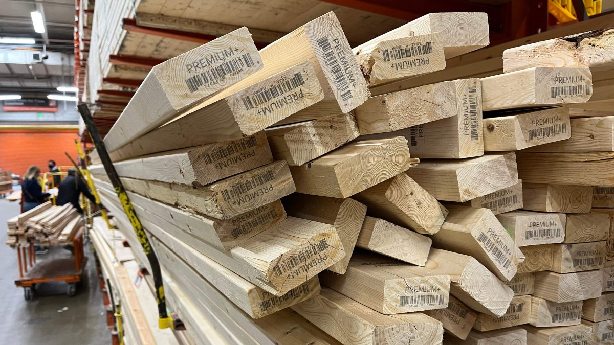 Piles of lumber are seen for sale at a home improvement store, Falls Church, Virginia, U.S., Feb. 3, 2025. (AFP Photo)