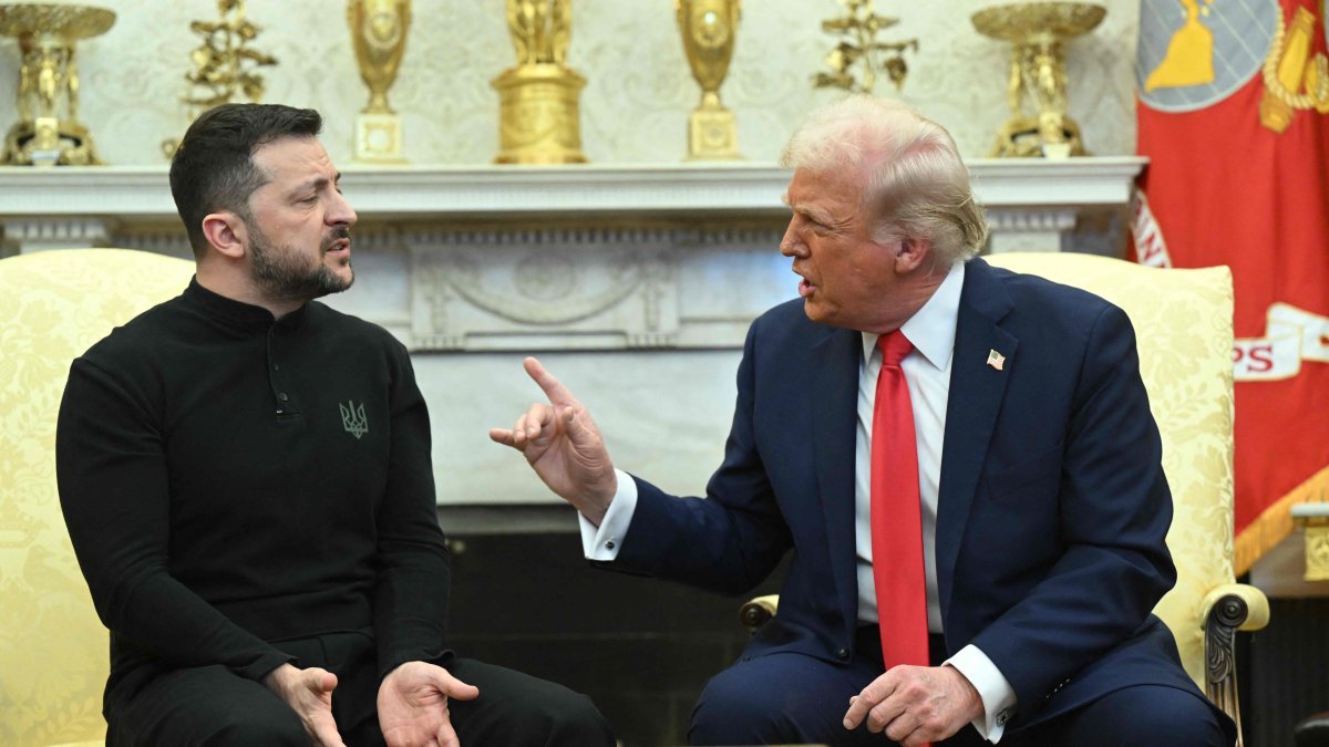 U.S. President Donald Trump and Ukrainian President Volodymyr Zelenskyy meet in the Oval Office of the White House, Washington, U.S., Feb. 28, 2025. (AFP Photo)