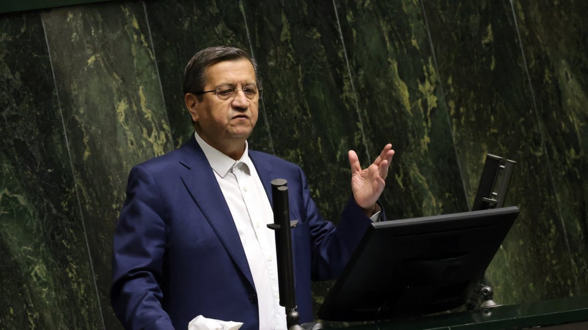 Iranian Minister of Economy and Finance Abdolnaser Hemmati speaks during a Parliament session to defend himself against impeachment at the Iranian Parliament, Tehran, Iran, March 2, 2025. (EPA Photo)