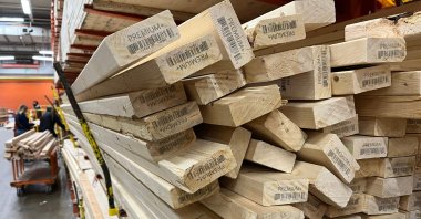 Piles of lumber are seen for sale at a home improvement store, Falls Church, Virginia, U.S., Feb. 3, 2025. (AFP Photo)