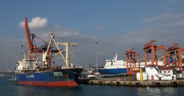 Hong Kong-flagged cargo ship Yi Hui Ren Hai is moored at Haydarpasa Port, Istanbul, Türkiye, Feb. 13, 2025. (Reuters Photo)