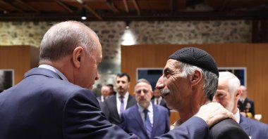 President Recep Tayyip Erdoğan speaks to families of terrorism victims, Istanbul, Türkiye, March 1, 2025. (İHA Photo)