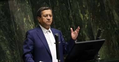 Iranian Minister of Economy and Finance Abdolnaser Hemmati speaks during a Parliament session to defend himself against impeachment at the Iranian Parliament, Tehran, Iran, March 2, 2025. (EPA Photo)