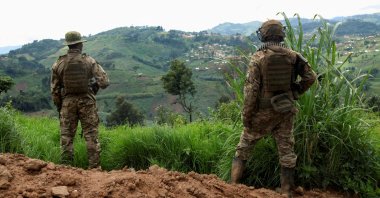 Members of the Congo armed forces stand guard against the M23 rebel group in Lubero, North Kivu province of the DR of Congo, Oct. 27, 2024. (Reuters Photo)