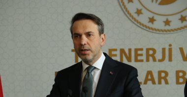 Energy and Natural Resources Minister Alparslan Bayraktar speaks at the ministry's headquarters, Ankara, Türkiye, Feb. 4, 2025. (DHA Photo)