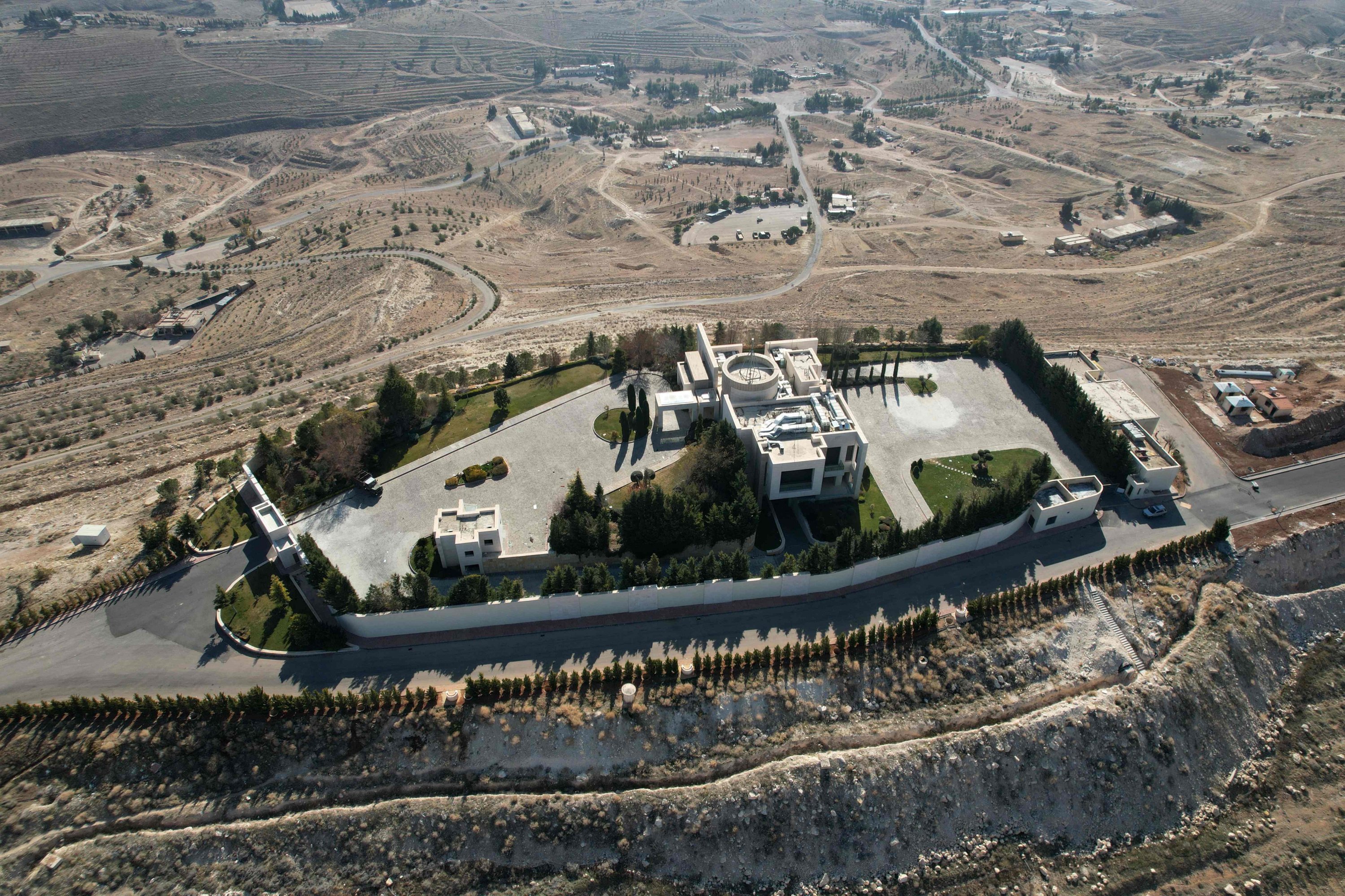 This aerial photo shows the main offices of Maher Assad, near Damascus, Syria, Jan. 21, 2025. (AFP Photo)