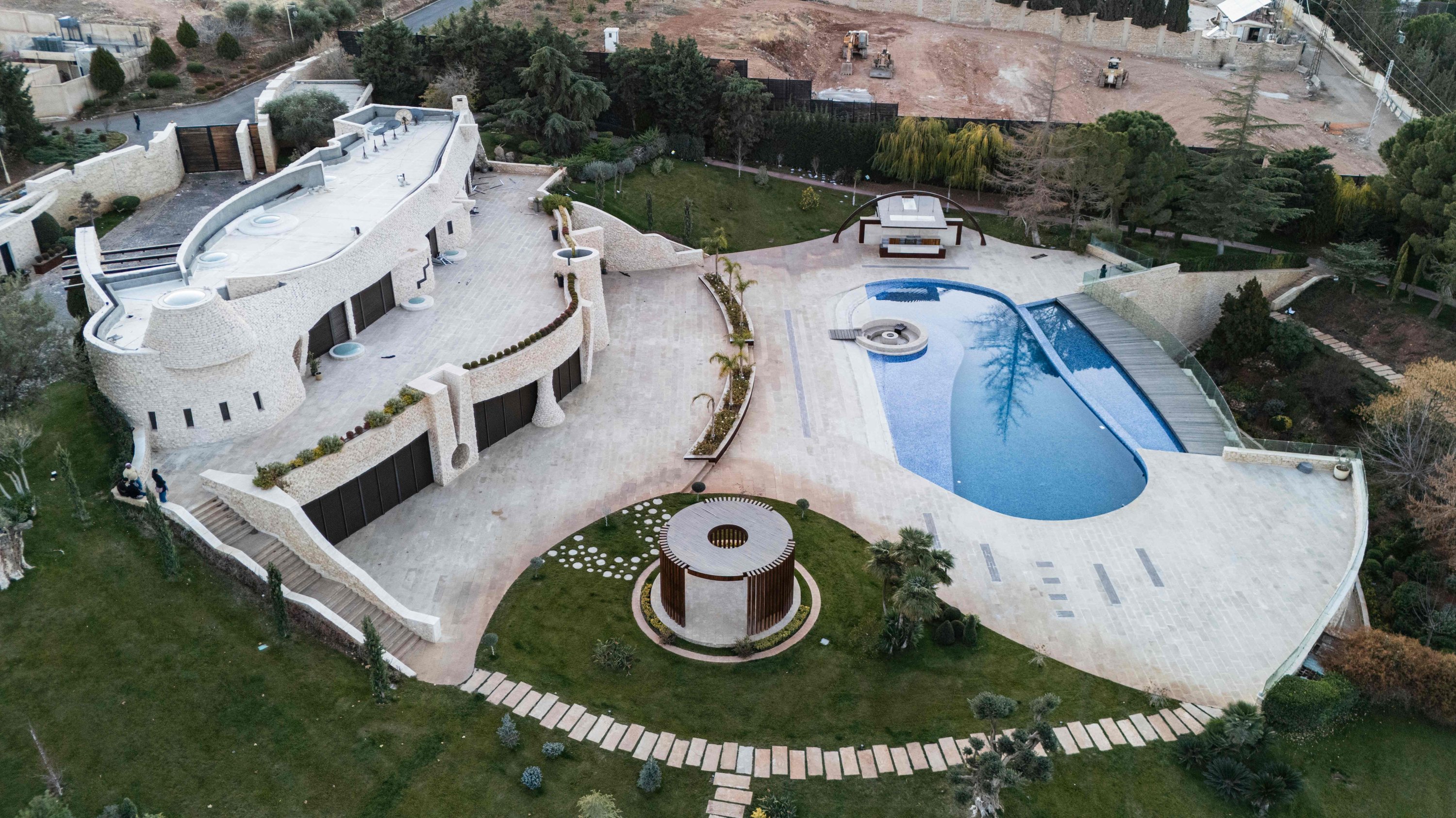 This aerial picture shows the villa of Maher Assad, the brother of the ousted Syrian regime leader Bashar Assad, in the town of Yafour near Damascus, Syria, Dec. 23, 2024. (AFP Photo)
