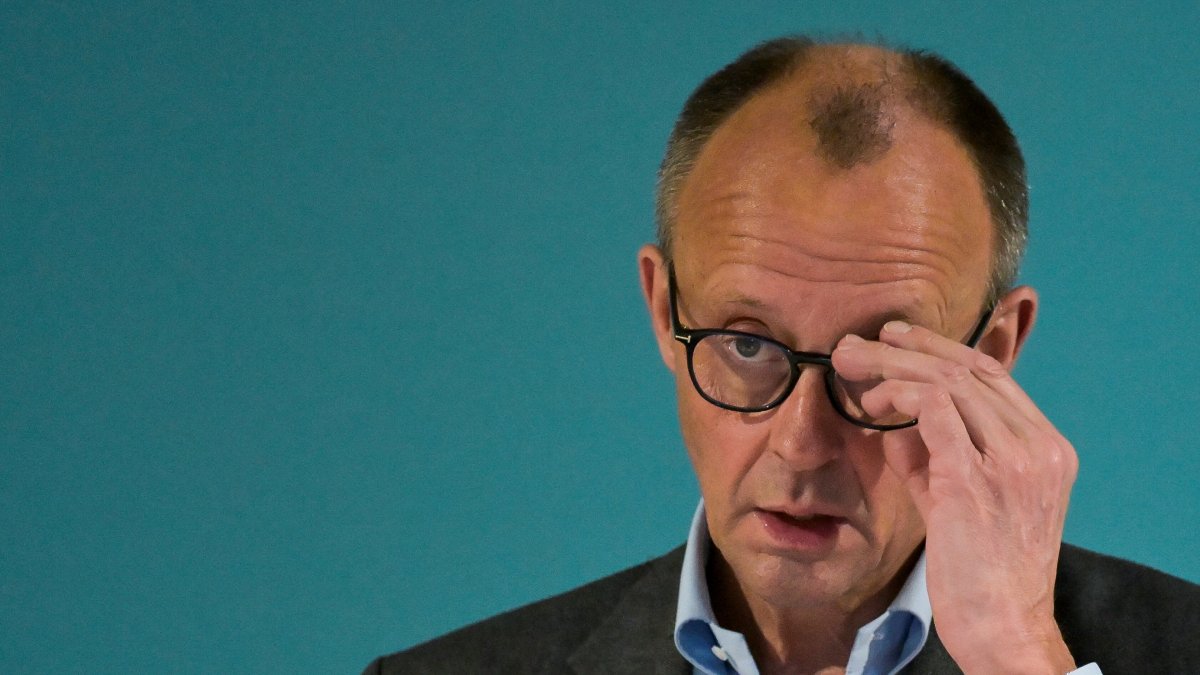 Friedrich Merz, Christian Democratic Union (CDU) party leader and chancellor-in-waiting, speaks while campaigning for the upcoming state election, Hamburg, Germany, Feb. 28, 2025. (Reuters Photo)