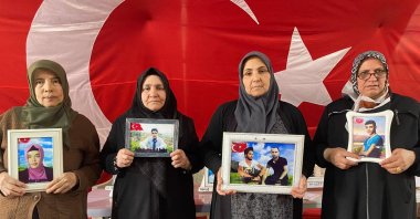 Families protest against the PKK in front of the Peoples’ Democratic Party (HDP) headquarters, southeastern Diyarbakır province, Türkiye, March 2, 2025. (AA Photo)