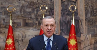 President Recep Tayyip Erdoğan speaks at an iftar event with families of martyrs in Istanbul, March 2, 2025. (AA Photo)