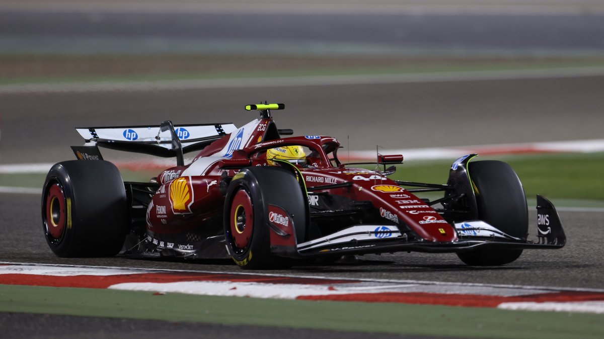Scuderia Ferrari driver Lewis Hamilton in action during the Formula One pre-season testing at Bahrain International Circuit, Sakhir, Bahrain, Feb. 28, 2025. (EPA Photo)