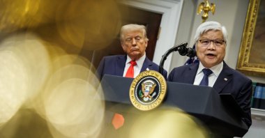Taiwan Semiconductor Manufacturing Company (TSMC) CEO C. C. Wei speaks alongside U.S. President Donald Trump after he announced a $100 billion U.S. investment by TSMC, Washington, U.S., March 3, 2025. (EPA Photo)