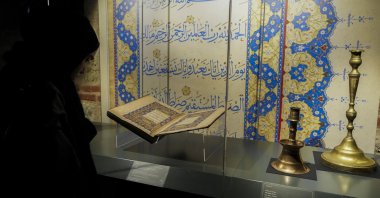 Mushafs showcased at the "Mushafs of the Sultans" exhibition at Rami Library, Istanbul, Türkiye, Feb. 28, 2025. (AA Photo)