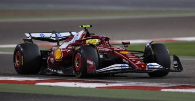 Scuderia Ferrari driver Lewis Hamilton in action during the Formula One pre-season testing at Bahrain International Circuit, Sakhir, Bahrain, Feb. 28, 2025. (EPA Photo)