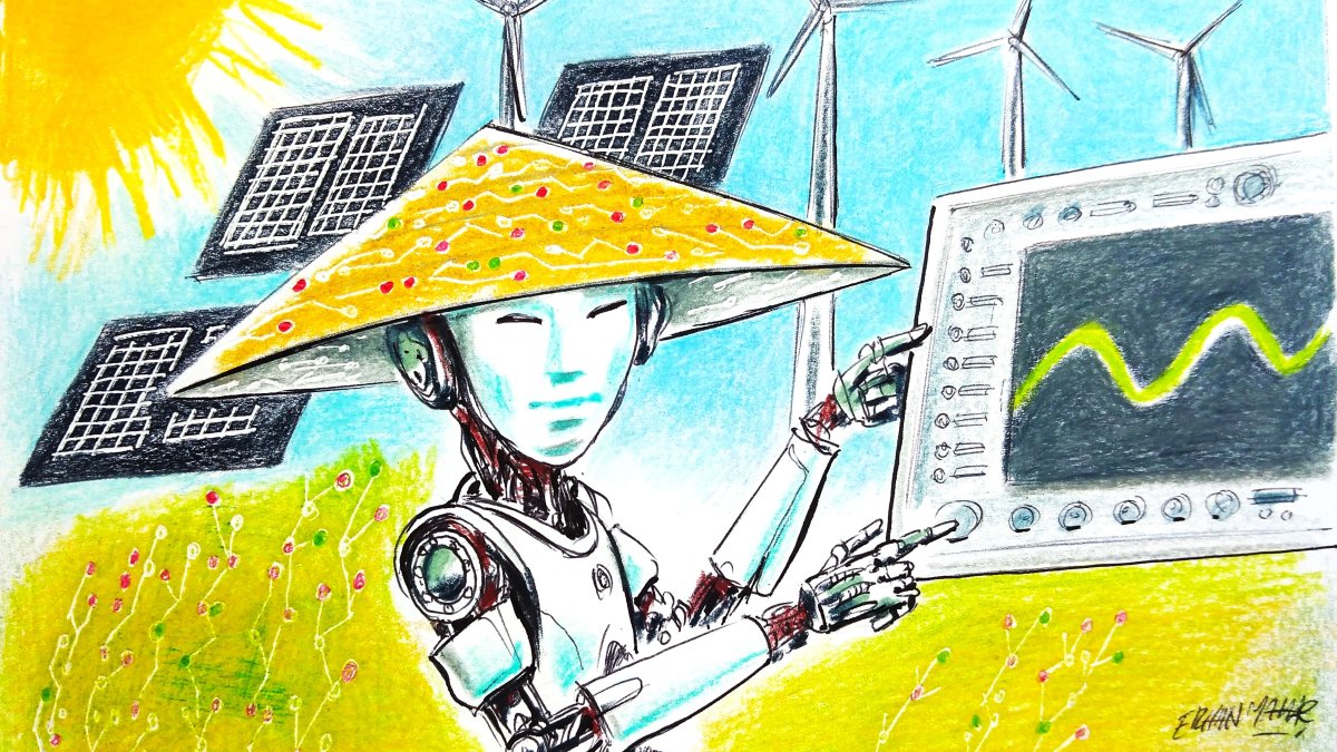 &quot;China’s state-backed VPP initiatives, which are closely integrated into its broader AI development strategy, position the country as a self-sufficient leader in AI sustainability research.&quot; (Illustration by Erhan Yalvaç)