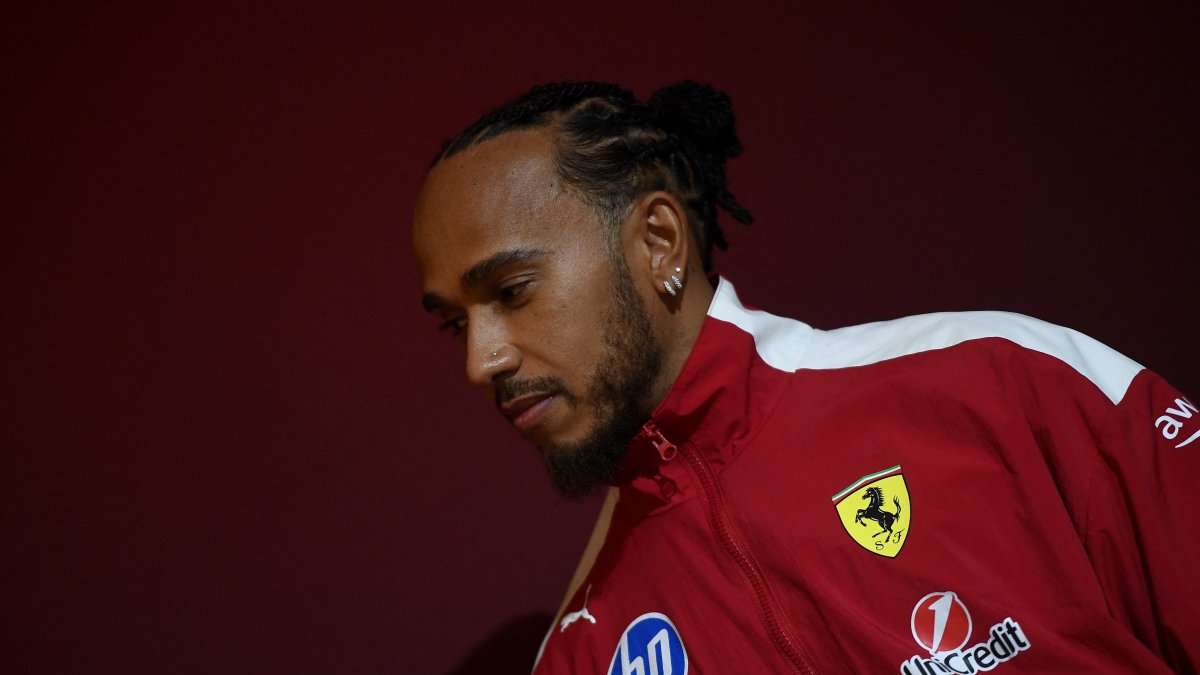 Ferrari driver Lewis Hamilton attends the event to celebrate Scuderia Ferrari and Puma&#039;s 20 years of collaboration, Maranello, Italy, March 4, 2025. (Reuters Photo)