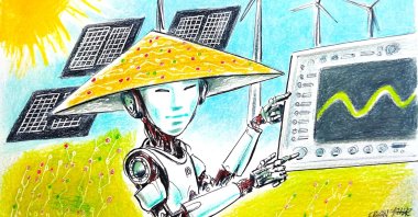 &quot;China’s state-backed VPP initiatives, which are closely integrated into its broader AI development strategy, position the country as a self-sufficient leader in AI sustainability research.&quot; (Illustration by Erhan Yalvaç)