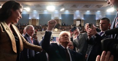Donald Trump leaves after addressing a joint session of Congress at the US Capitol in Washington, D.C., March 4, 2025. (AFP Photo)